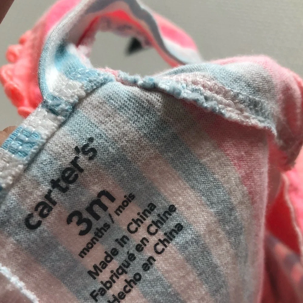 Carter’s|Baby girl pink neon striped bubble romper, sleeveless•••Cute summer fit